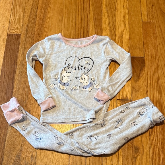 3/$12 Laura Ashley Gray and Pink Pajama Set - Besties Print (5) - Picture 1 of 8